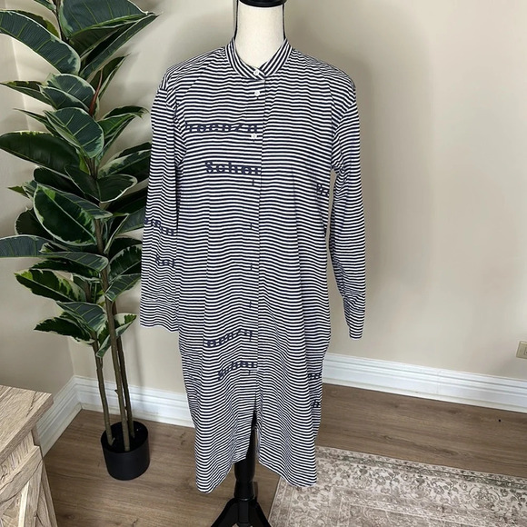 RTR Proenza Schouler Stripe Poplin Graphic Text Shirt Dress sz Small Oversized - Picture 3 of 8